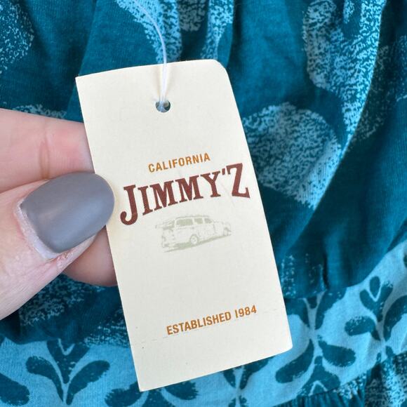 NWT Jimmy'z Dark Teal Floral Strapless A-Line Cotton-Blend Dress Size Small - Picture 4 of 12